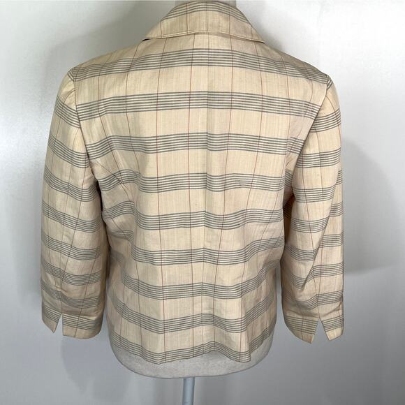 Vintage BCBG Maxazria Silk Blazer Striped Windowpane - Picture 11 of 13